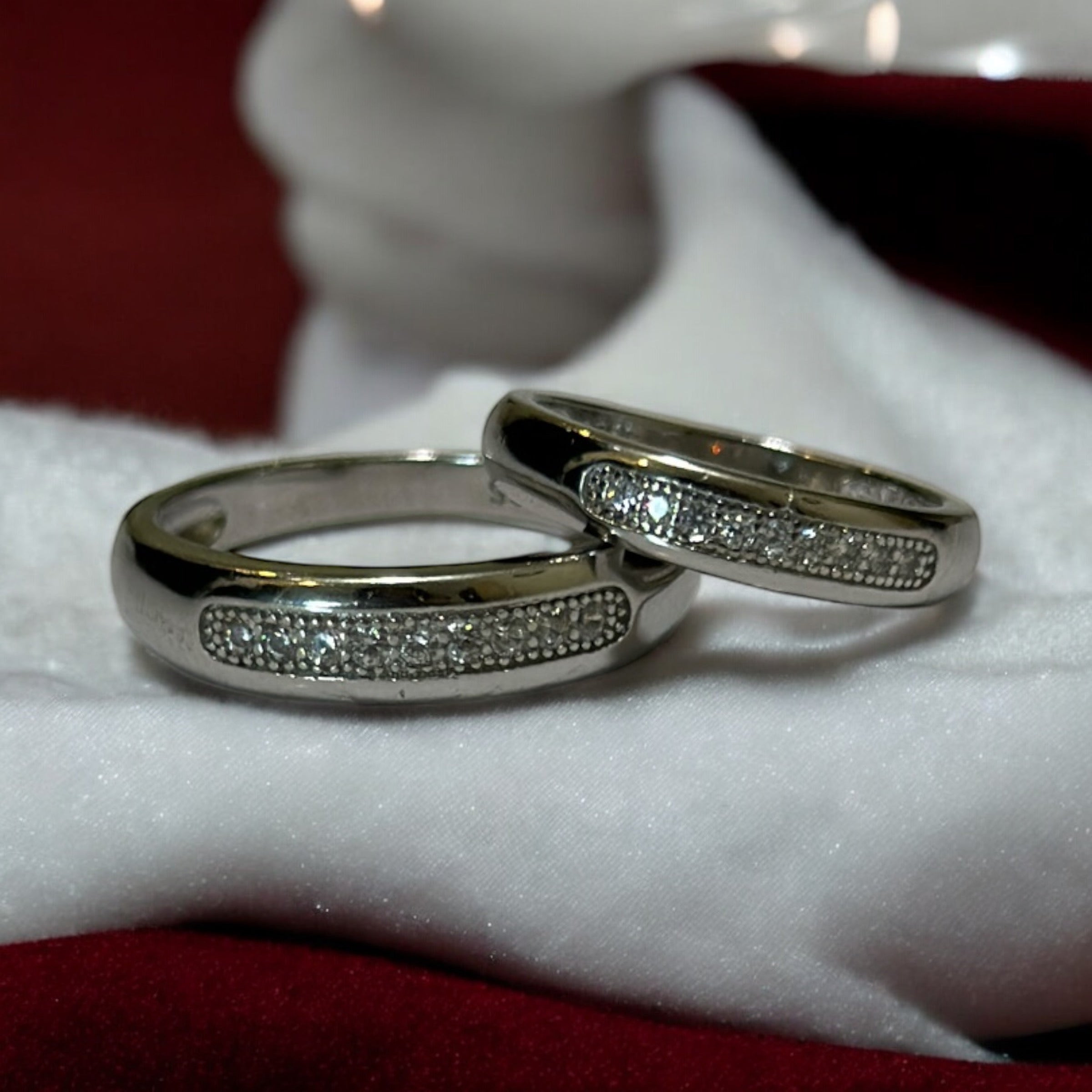 Couple Ring Stone Design Silver Sterling 925 Hallmarked (109)