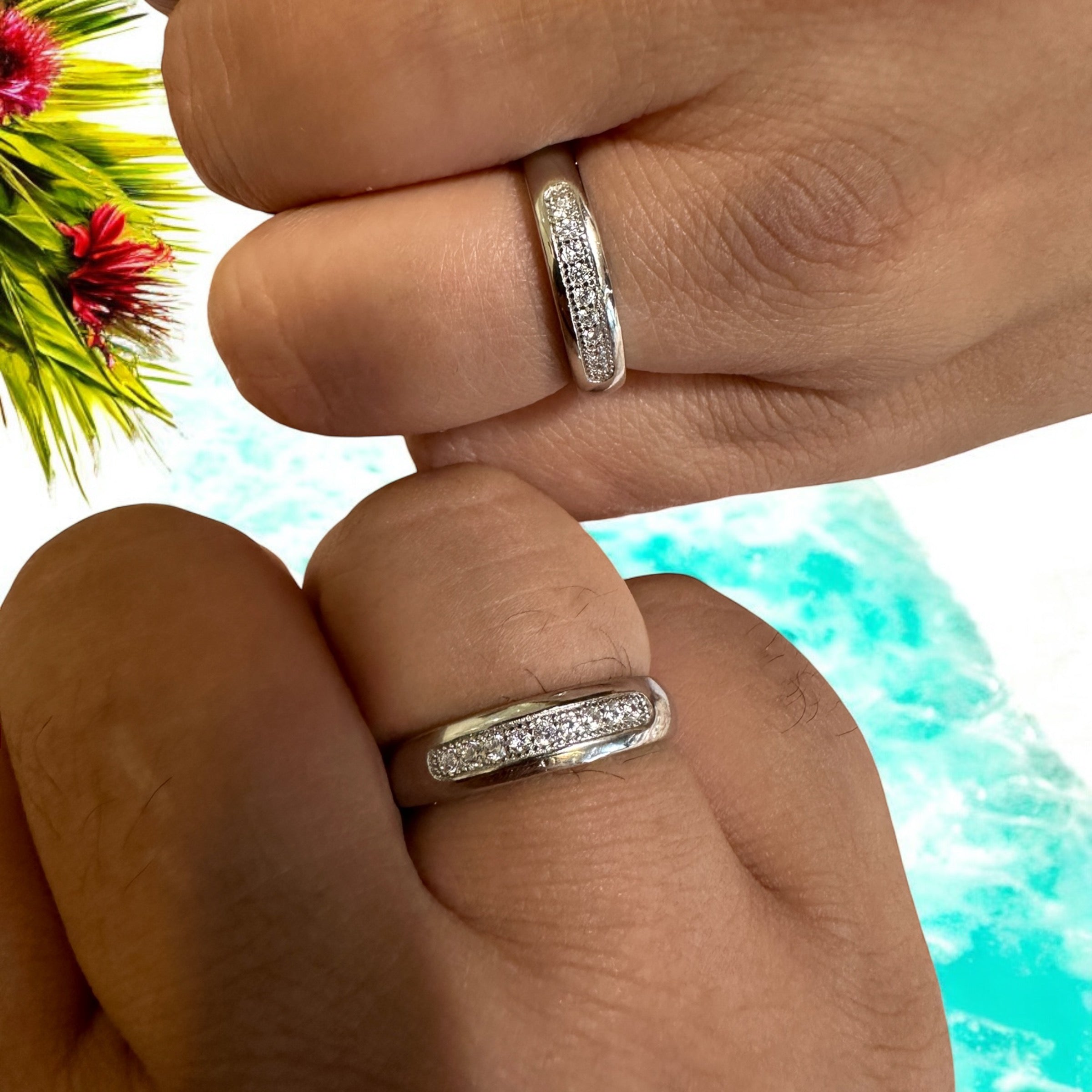 Couple Ring Stone Design Silver Sterling 925 Hallmarked (109)