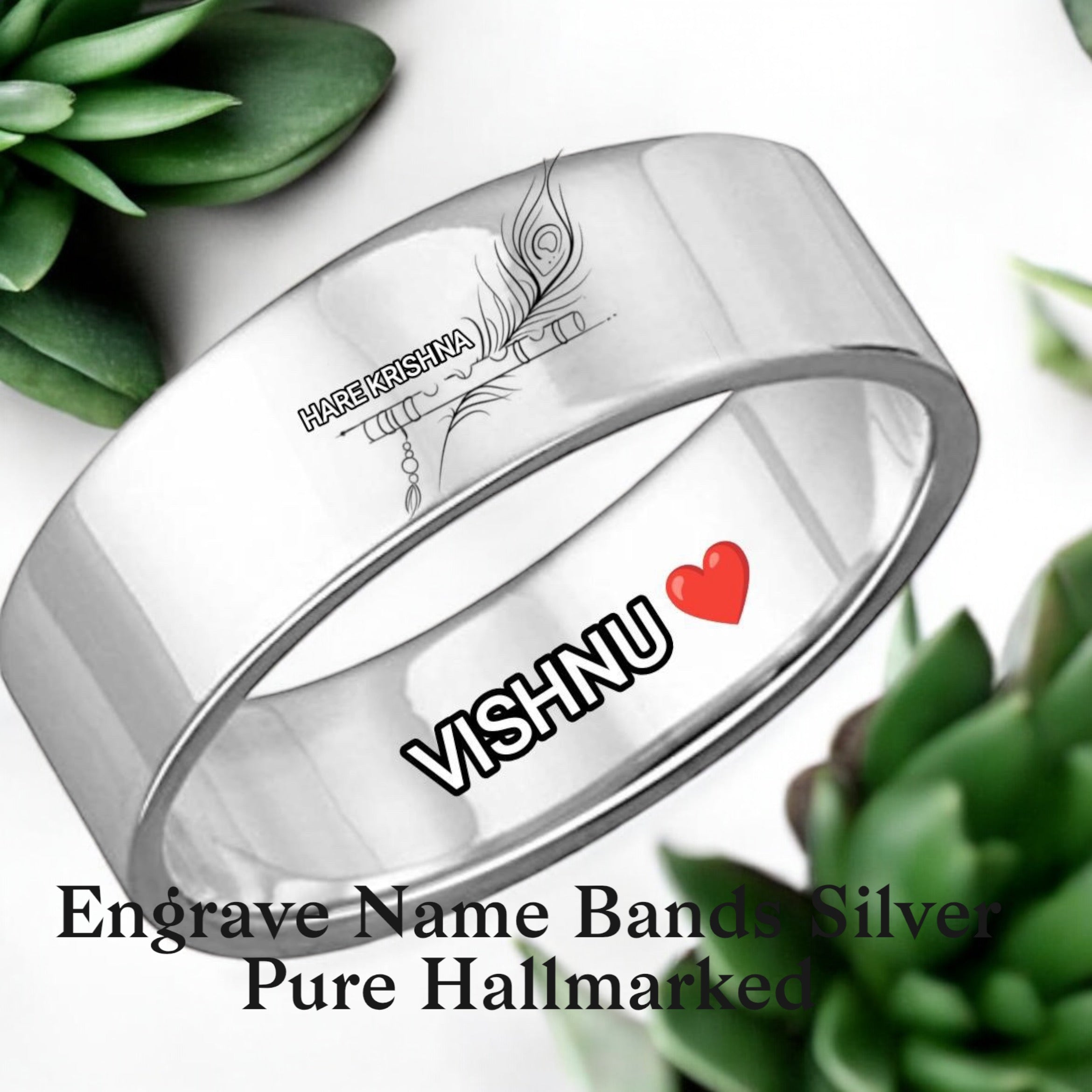 Band Customise Engraving Band Silver Sterling 925 Hallmarked