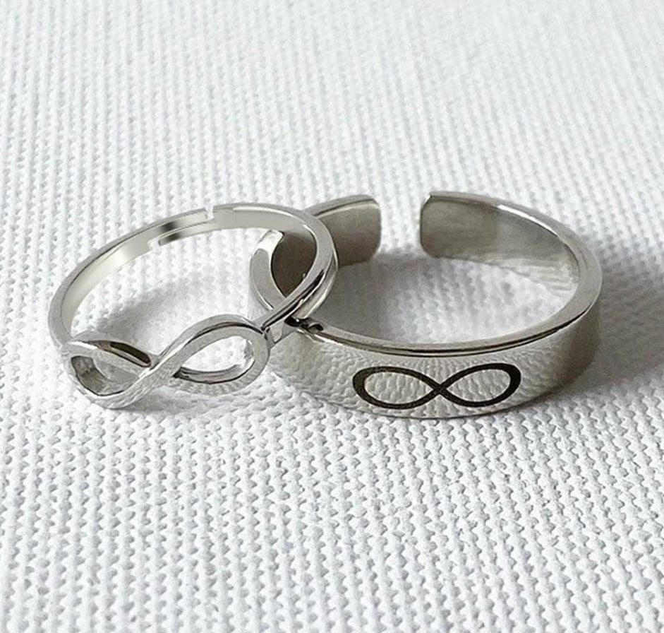 Couple Rings Infinity Silver Pure 925 Hallmarked