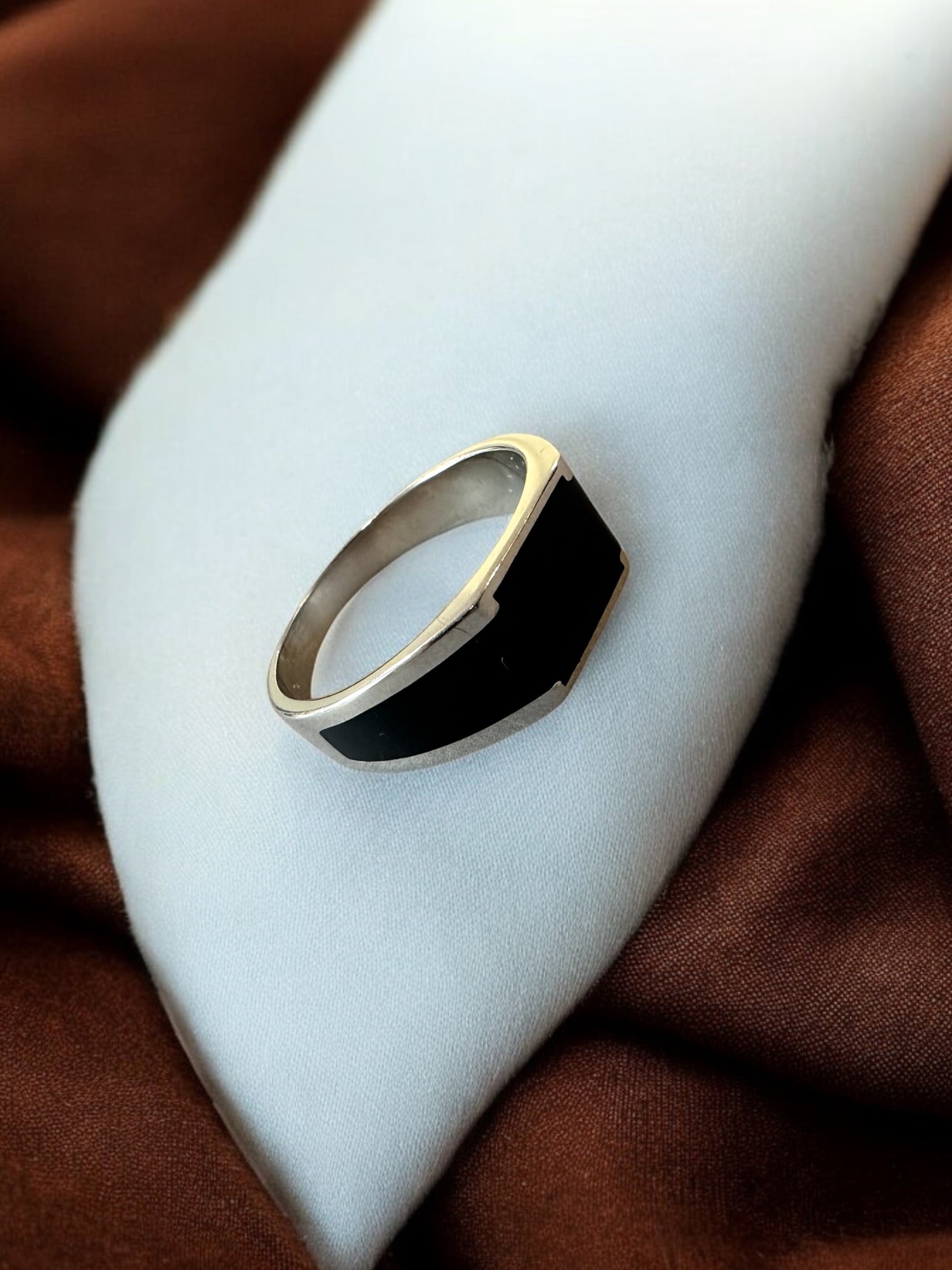 Men Black Ring Silver Sterling 925 Hallmarked