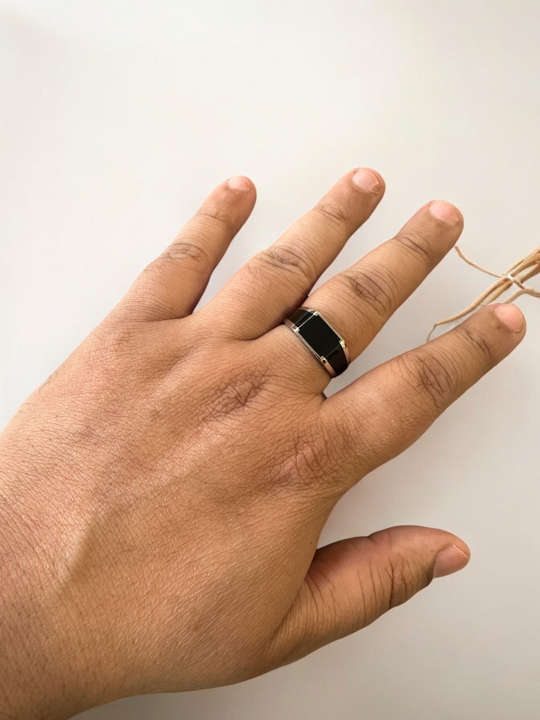 Men Black Ring Silver Sterling 925 Hallmarked