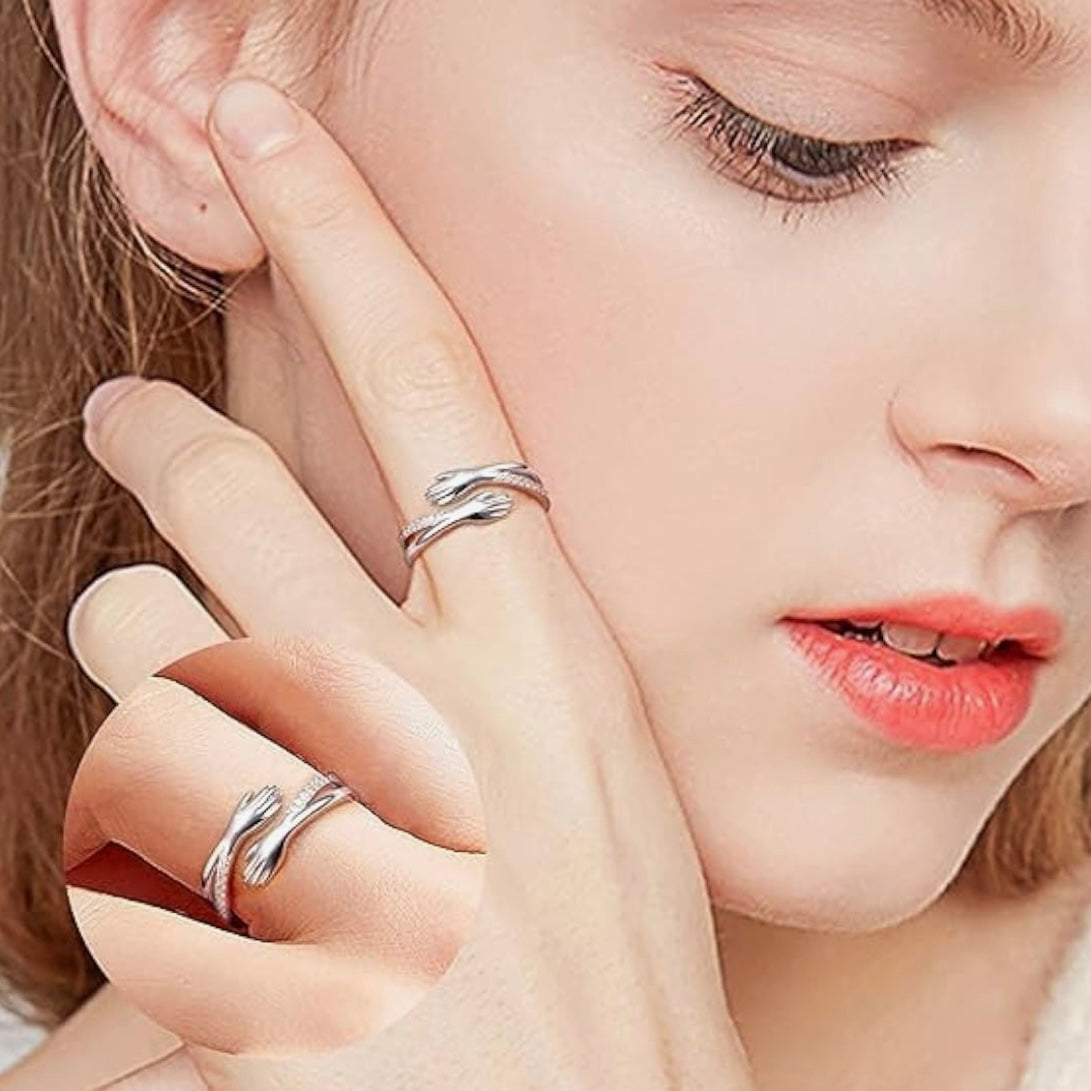 Hug Ring Silver Sterling 925 Hallmarked