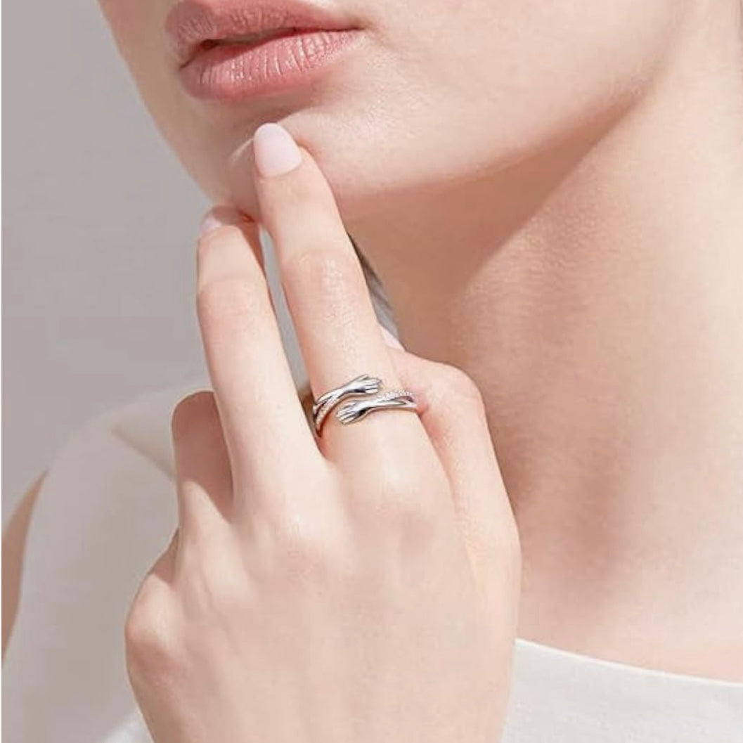 Hug Ring Silver Sterling 925 Hallmarked