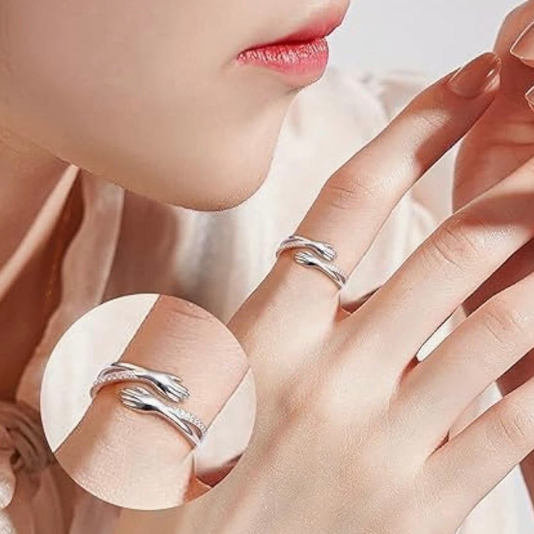 Hug Ring Silver Sterling 925 Hallmarked