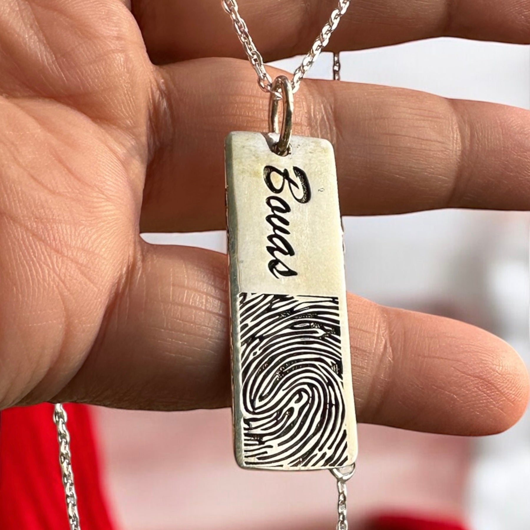 Locket Fingerprint ,Name Silver Sterling 925 Hallmarked