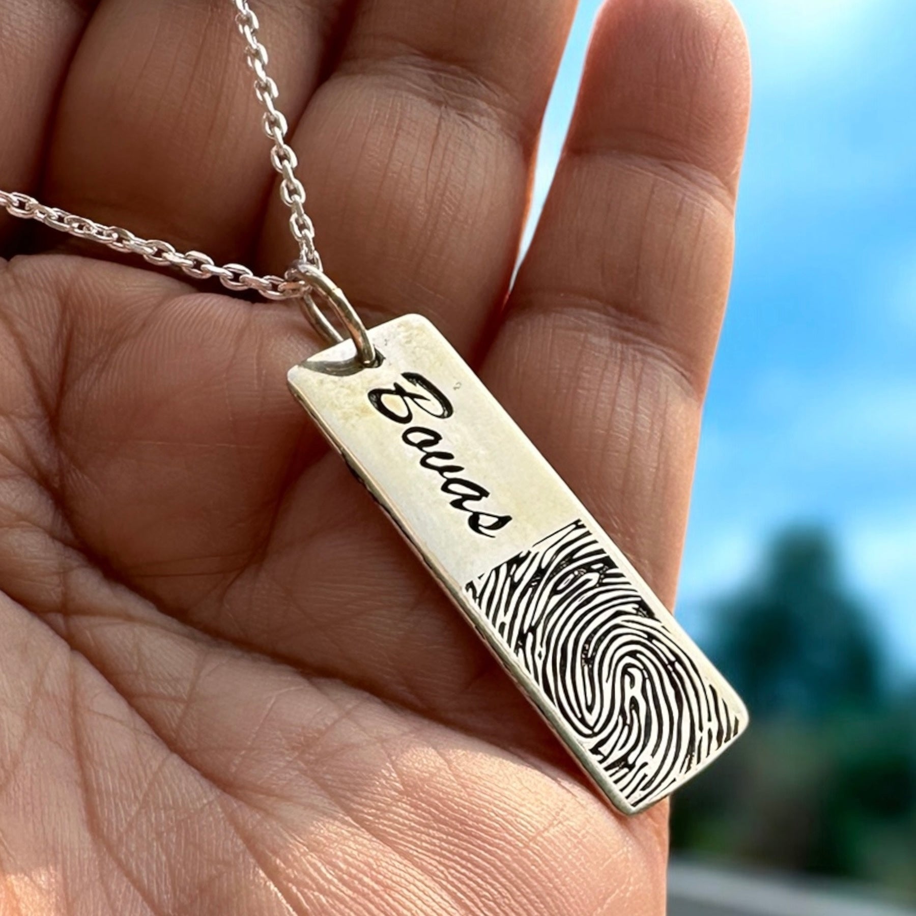 Locket Fingerprint ,Name Silver Sterling 925 Hallmarked
