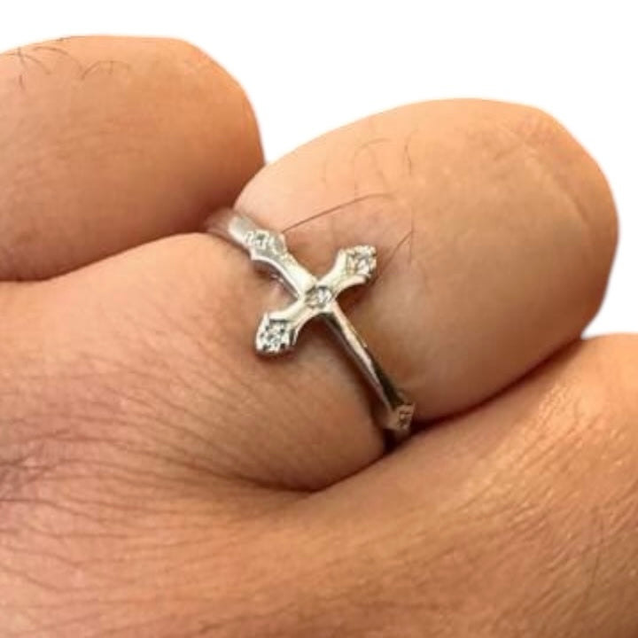 Cross Ring Silver Sterling 925 Hallmarked