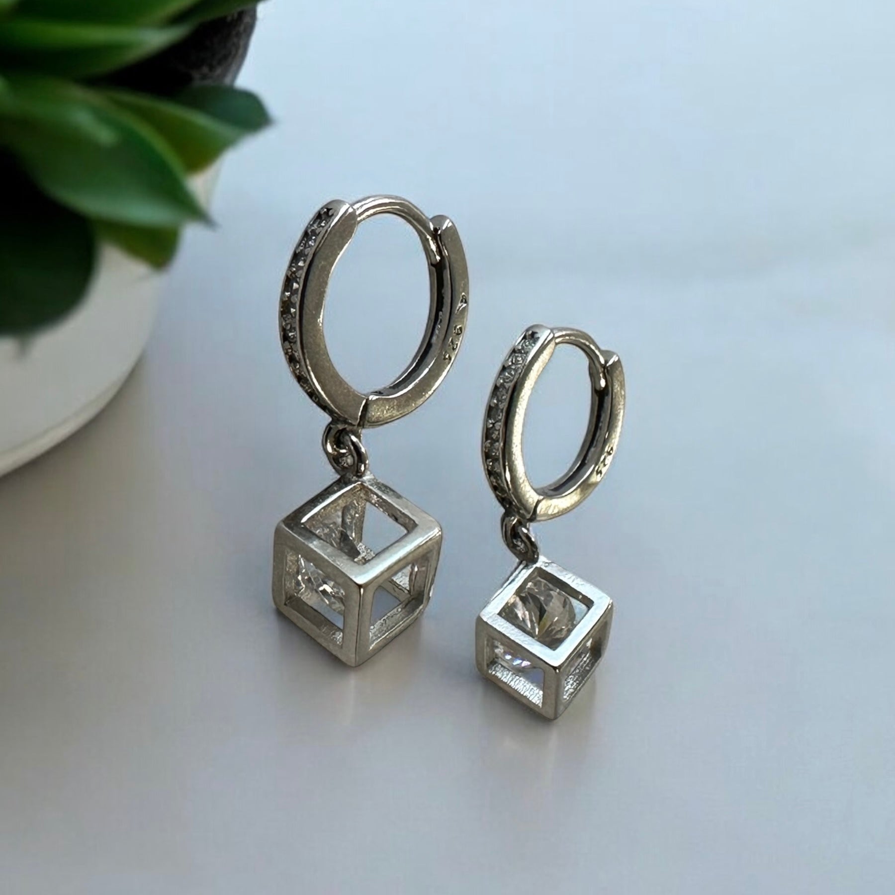 Earrings Hanging Stone Silver Sterling 925 Hallmarked