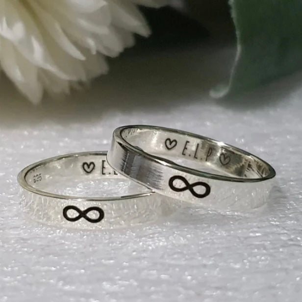Couple Bands Customise Name Silver Sterling 925 Hallmarked